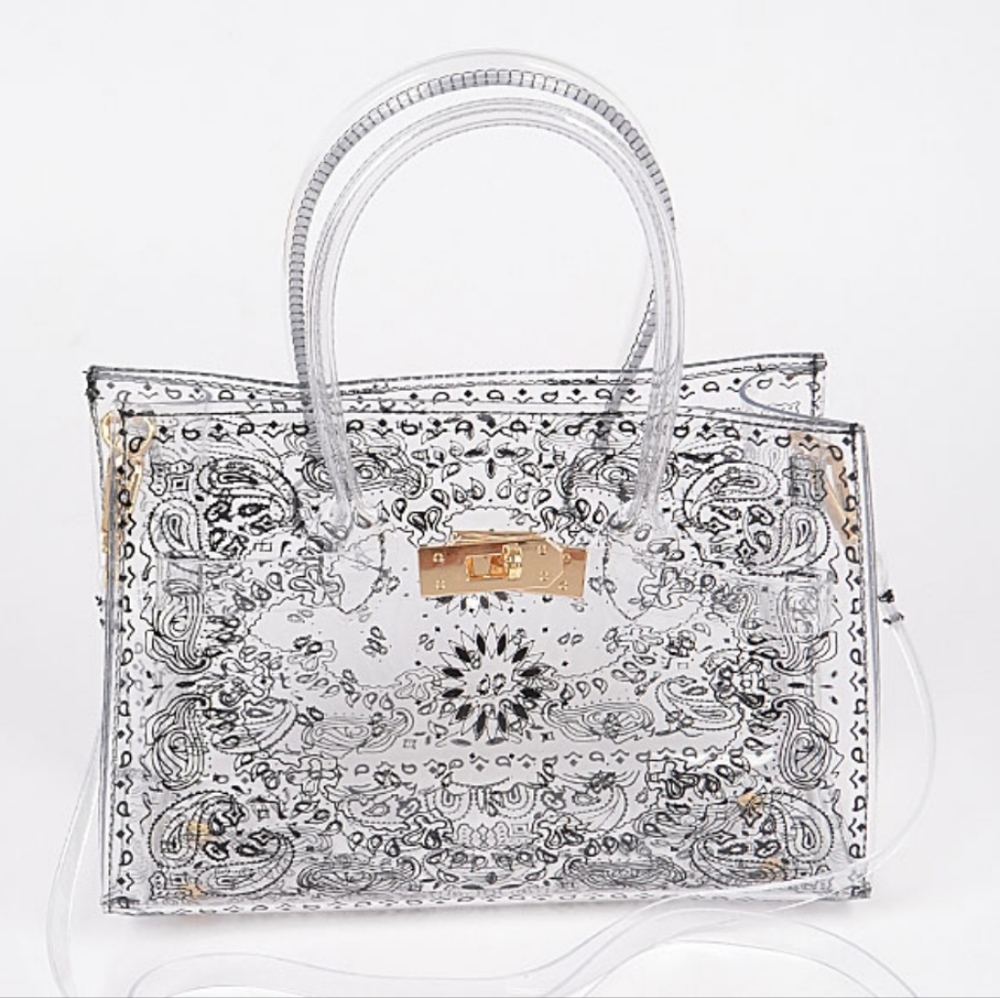 Paisley/bandana print transparent bag